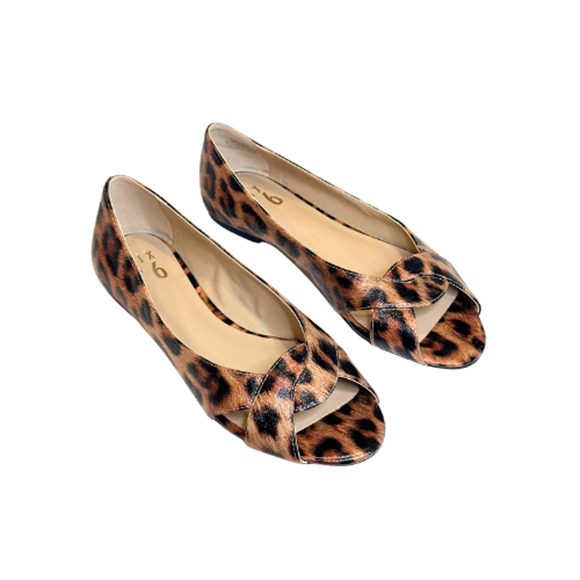 Mix No. 6 Barbro Flats Ballet Women’s Size 8M Animal Print Slip-On Peep Toe - Picture 2 of 10